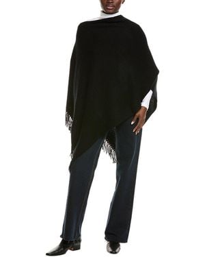 Hannah Rose Shaker Stitch Fringe Wool & Cashmere-Blend Topper - Black