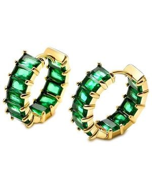 Liv Oliver 18K Plated 3.25 Ct. Tw. Quartz Mini Hoop Earrings - Green