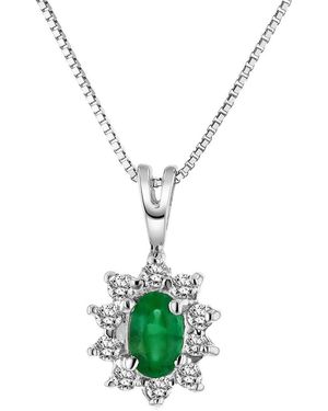 LEVARON 14K 0.35 Ct. Tw. Diamond & Emerald Pendant - White