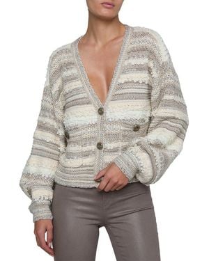 L'Agence Harriet Blouson Sleeve Wool-Blend Cardigan - Grey