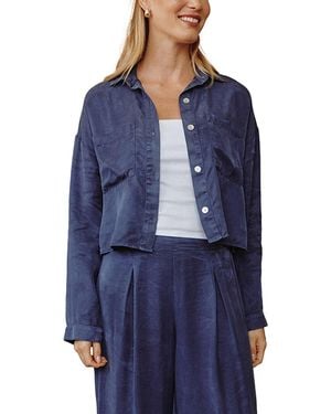 Bella Dahl Button Down Cropped Shirt - Blue