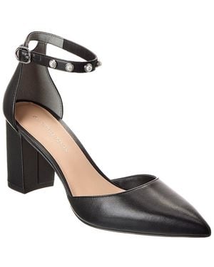 Stuart Weitzman Pearl Strap Block 75 Leather Pump - Black