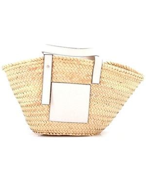 Loewe Raffia Basket Tote Medium (Authentic Pre-Loved) - Metallic