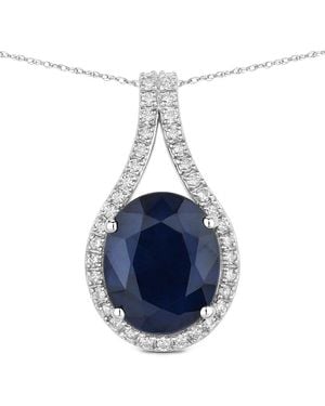 Diana M. Jewels 14K 4.63 Ct. Tw. Diamond & Sapphire Pendant - Blue