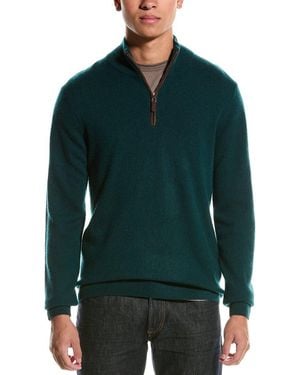 Magaschoni Cashmere 1/4-Zip Mock Neck Jumper - Green