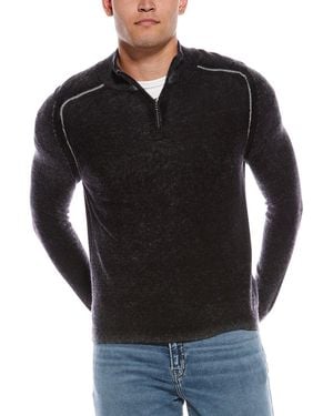 Autumn Cashmere Inked 1/4-Zip Cashmere Pullover - Black