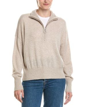 Brodie Cashmere Bryanna Trim Half Zip 100% Cashmere Jumper - Natural