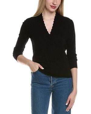 Sofiacashmere Modern Faux Wrap Wool & Cashmere-Blend Sweater - Black