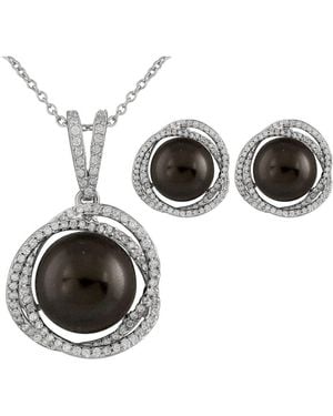 Splendid 10Mm Pearl Cz Set - Black