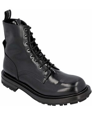McQueen Leather Combat Boot, Never Worn (Authentic Pre-Loved) - Black