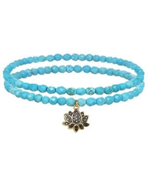 Rachel Reinhardt Jewelry 18k Filled Cz Lotus Bracelet - Blue
