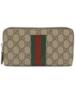 Gucci Gg Supreme Canvas Long Wallet (Authentic Pre-Loved) - Grey
