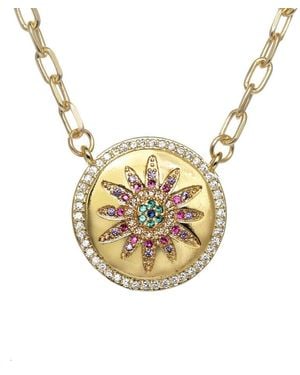 Rachel Reinhardt Jewelry 14k Over Silver Cz Starburst Necklace - Metallic