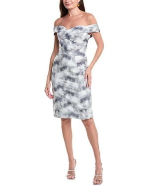 Rene Ruiz Off-The-Shoulder Jacquard Cocktail Dress - Blue