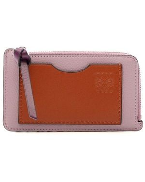 Loewe Purple Calfskin Anagram Coin Card Holder (authentic Pre-loved) - Brown