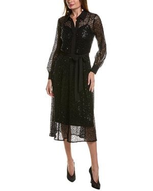 Anne Klein Sequin Lace Shirtdress - Black