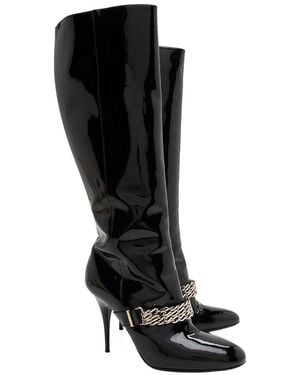 Burberry Leather Chain Knee-high Boot (authentic Pre-loved) - Black