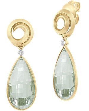 Reiss 14k 14.03 Ct. Tw. Diamond & Green Amethyst Earrings - Metallic