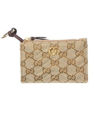 Gucci Gg Marmont Zip Gg Canvas & Leather Key Pouch - Metallic