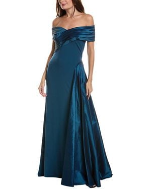 Tadashi Shoji Short Sleeve Solid Maxi Dress - Blue