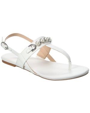 Stuart Weitzman Perla T-strap Leather Sandal - White