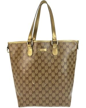 Gucci GG Crystal Tote Shoulder Bag Beige (authentic Pre-loved) - Metallic