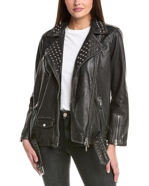 AllSaints Billie Conical Leather Biker Jacket - Black