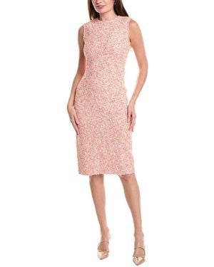 St. John Popcorn Tweed Sheath Dress - Pink