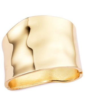 Adornia Plated Tall Hammered Bangle Bracelet - Natural