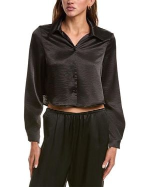 LUXE ALWAYS Satin Crop Blouse - Black