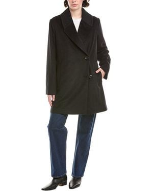 Bernardo Grand Sleek Wool-Blend Coat - Black