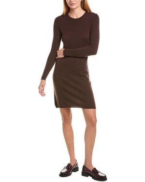 Sofiacashmere Classic Crewneck 100% Cashmere Dress - Brown