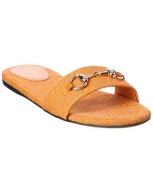 Gucci Horsebit Canvas Sandal - Orange