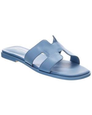 Tiffany & Fred Paris Cutout Leather Slide - Blue