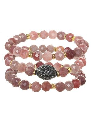 Rachel Reinhardt Jewelry Quartz Crystal Fireball Stretch Bracelet - White