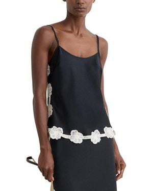 Reiss Doa Satin Floral Lace Trim Cami Top - Black