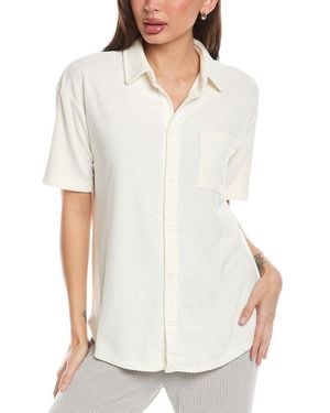 Barefoot Dreams Cozyterry Button-Down Shirt - White
