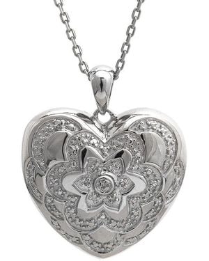 Diamond Select Cuts Silver 0.02 Ct. Tw. Diamond Locket Pendant - Gray