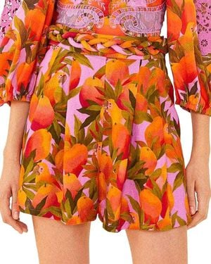 FARM Rio Linen-Blend Macaws Shorts - Orange