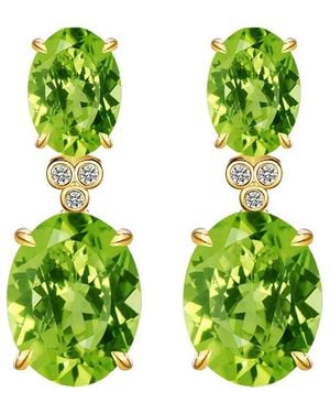 Kai Fine Jewelry 14K 6.03 Ct. Tw. Diamond & Peridot Drop Earrings - Green