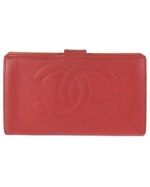 CHANEL Red Caviar Leather Long Wallet (authentic Pre-loved)