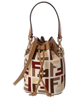 Fendi Dnu Inv Mon Tresor Mini Ff Canvas & Leather Bucket Bag - Brown