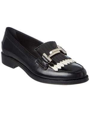 Tod's Tods Double T Leather Moccasin - Black
