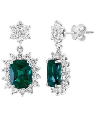 Effy Fine Jewelry 14K 5.27 Ct. Tw. Lab-Grown Diamond & Lab-Grown Emerald Earrings - White