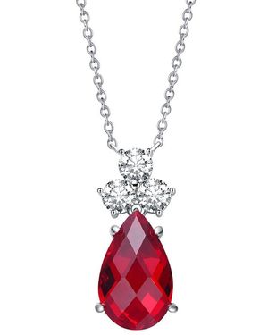 Genevive Jewelry Silver Cz Necklace - Red