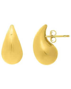 Italian Gold Over Silver 14k Drop Earrings - Metallic