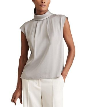 Reiss Dania High Neck Shell Top - Grey