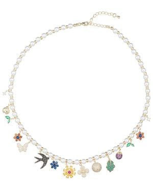 Eye Candy LA The Luxe Collection Pearl Cz Sophia Charm Necklace - Metallic