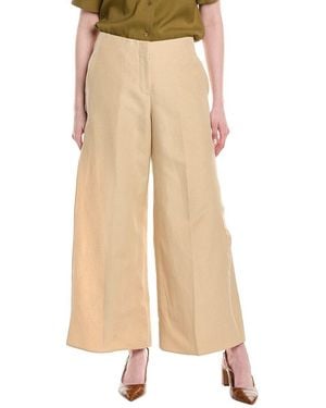 Lafayette 148 New York Franklin Silk & Linen-Blend Wide Leg Ankle Pant - Natural