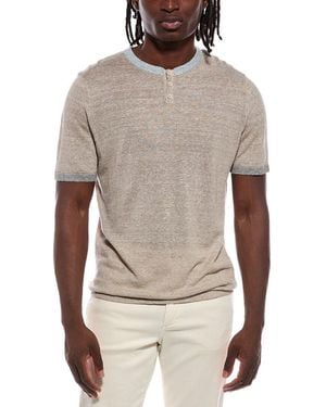 Autumn Cashmere Colourblock Trims Henley T-Shirt - Grey